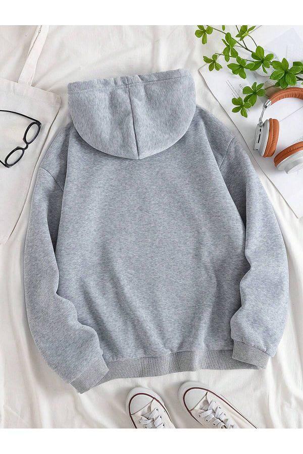 Comfortable Grey Fleece Hooded Hoodie - Perfect Casual Wear